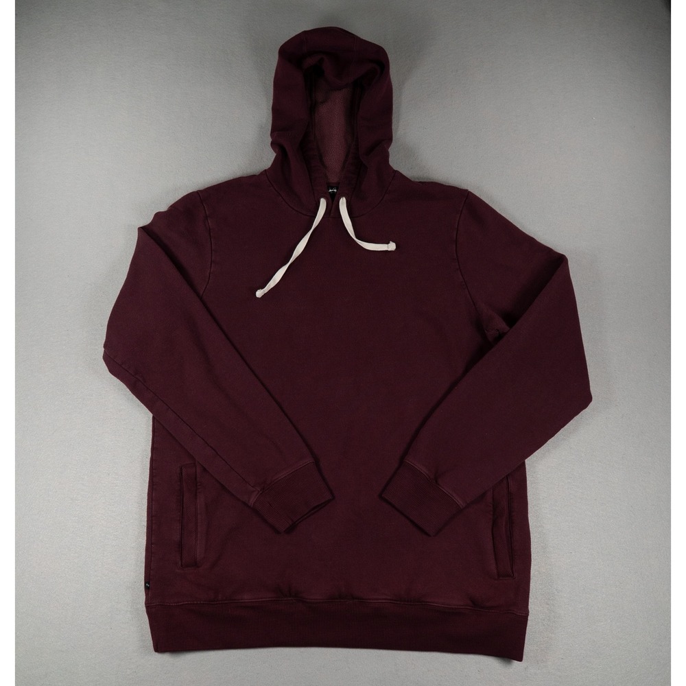 TravisMathew Mens Hoodie Pullover Solid Burgundy Fleece L Athleisure Casual
